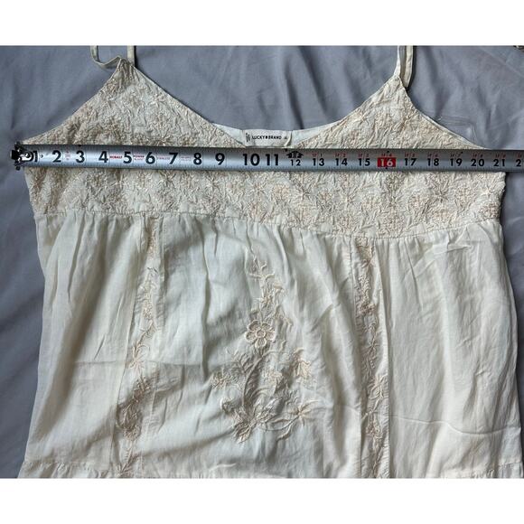 Lucky Brand Cream, Boho, Lace Embroidered, Lined, Slip Maxi Dress- XL - Picture 7 of 12